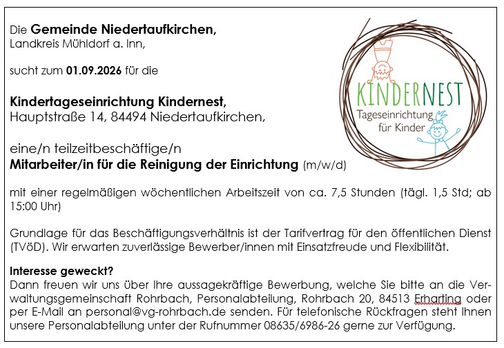 Stellenanzeige Reinigung NTK 01.09.2026